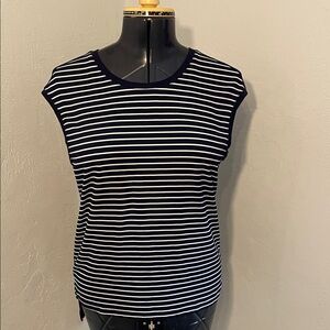 LOFT Navy and White Striped Sleeveless Top